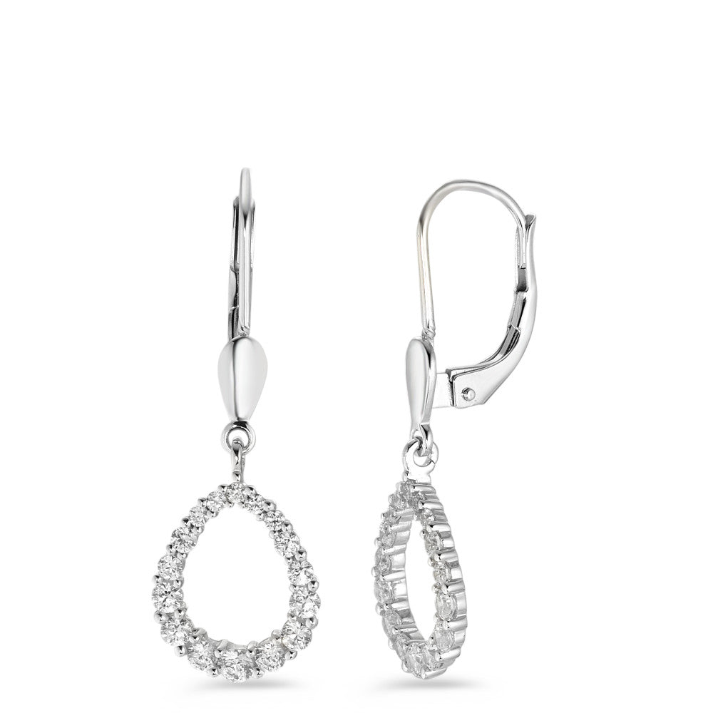 Drop Earrings 9k White Gold Zirconia White, 32 Stones