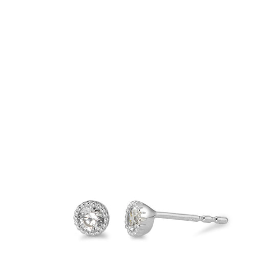 Stud earrings 9k White Gold Zirconia White, 2 Stones Ø4.3 mm