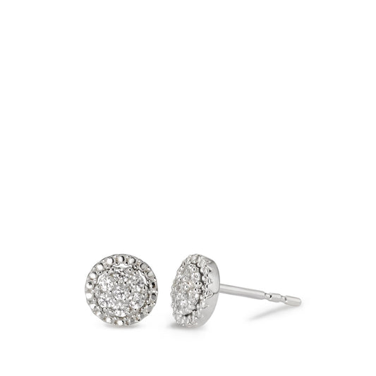 Stud earrings 9k White Gold Zirconia White, 14 Stones Ø6.7 mm