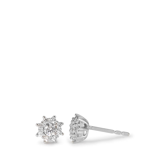 Stud earrings 9k White Gold Zirconia White, 18 Stones Ø6 mm