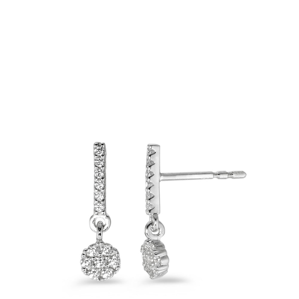 Drop Earrings 9k White Gold Zirconia White, 26 Stones Ø4.2 mm