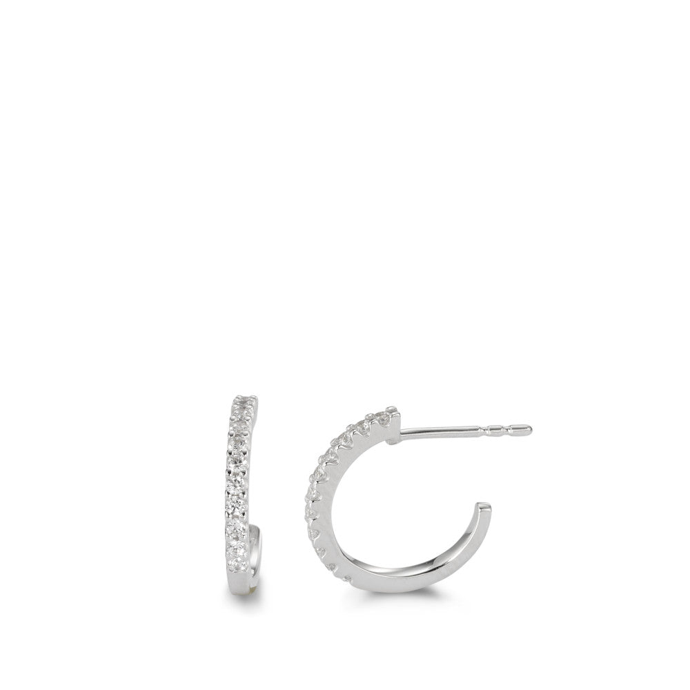 Hoop earrings 9k White Gold Zirconia White, 22 Stones