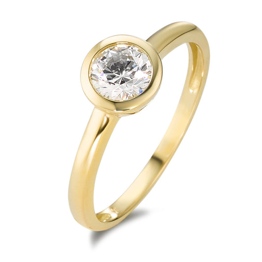 Solitaire ring 9k Yellow Gold Zirconia White Ø6.7 mm