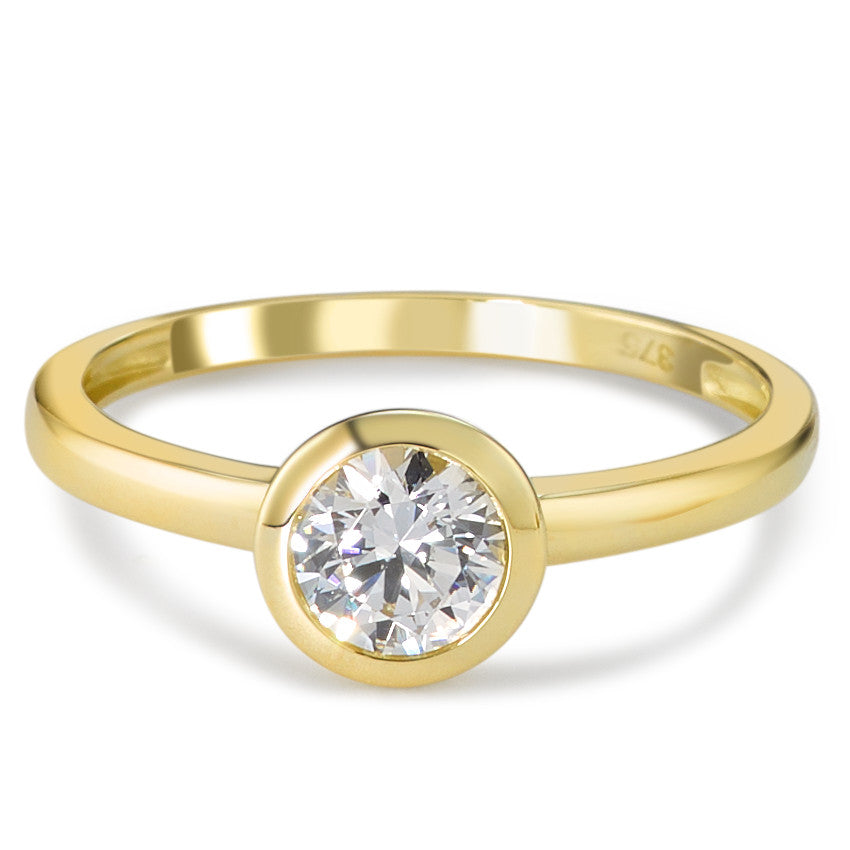 Solitaire ring 9k Yellow Gold Zirconia White Ø6.7 mm