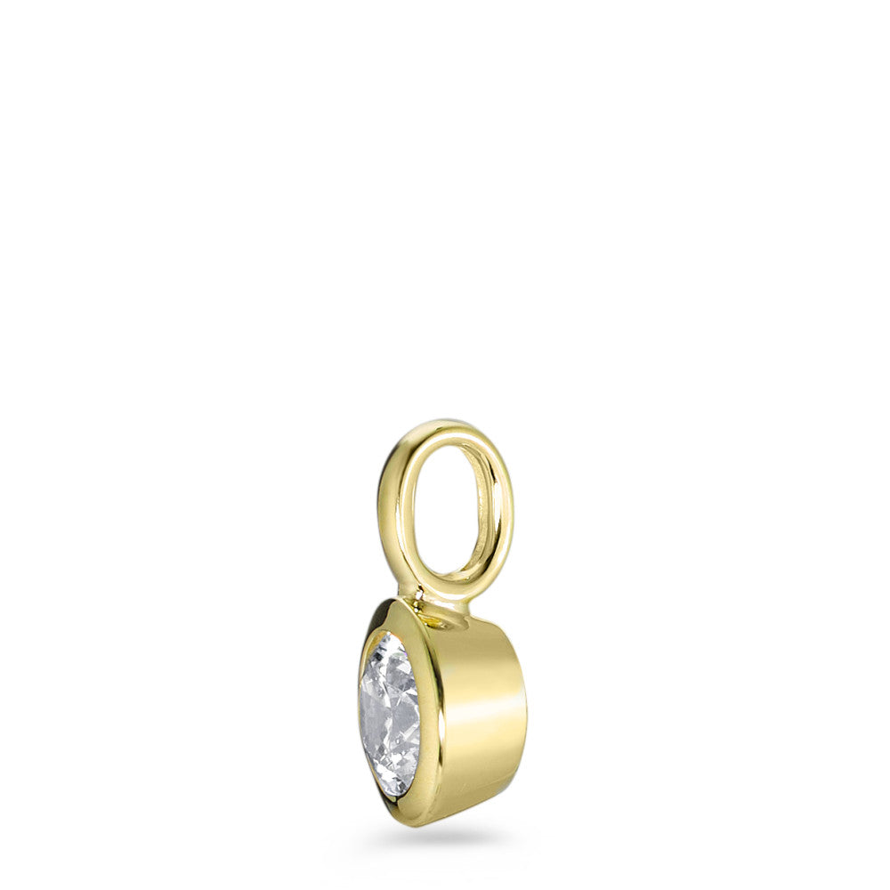 Pendant 9k Yellow Gold Zirconia White Ø7 mm