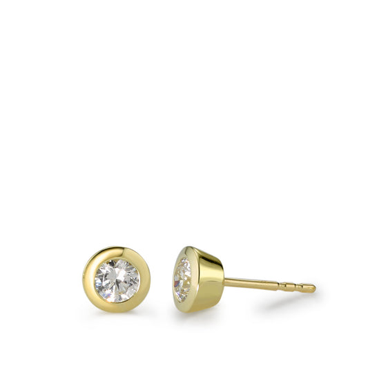 Stud earrings 9k Yellow Gold Zirconia White, 2 Stones Ø6 mm