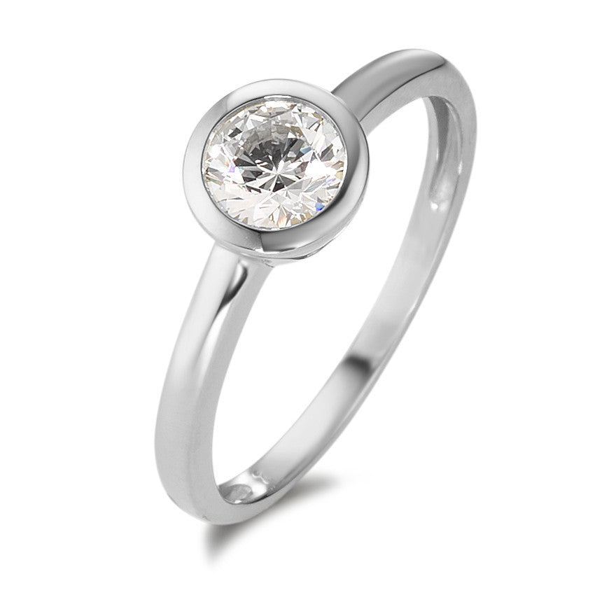 Solitaire ring 9k White Gold Zirconia White Ø7 mm