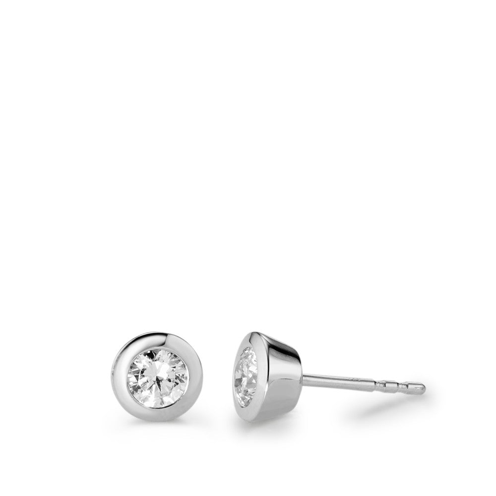 Stud earrings 9k White Gold Zirconia White, 2 Stones Ø6 mm