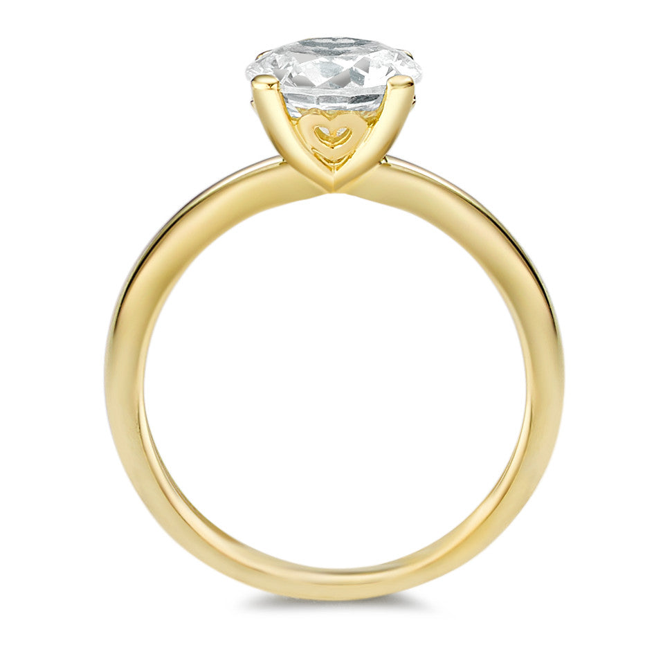 Solitaire ring 9k Yellow Gold Zirconia White Ø7 mm