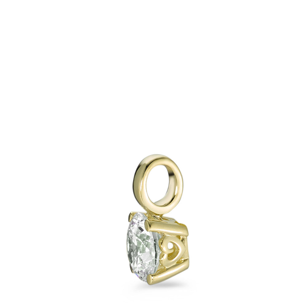 Pendant 9k Yellow Gold Zirconia White Ø7 mm