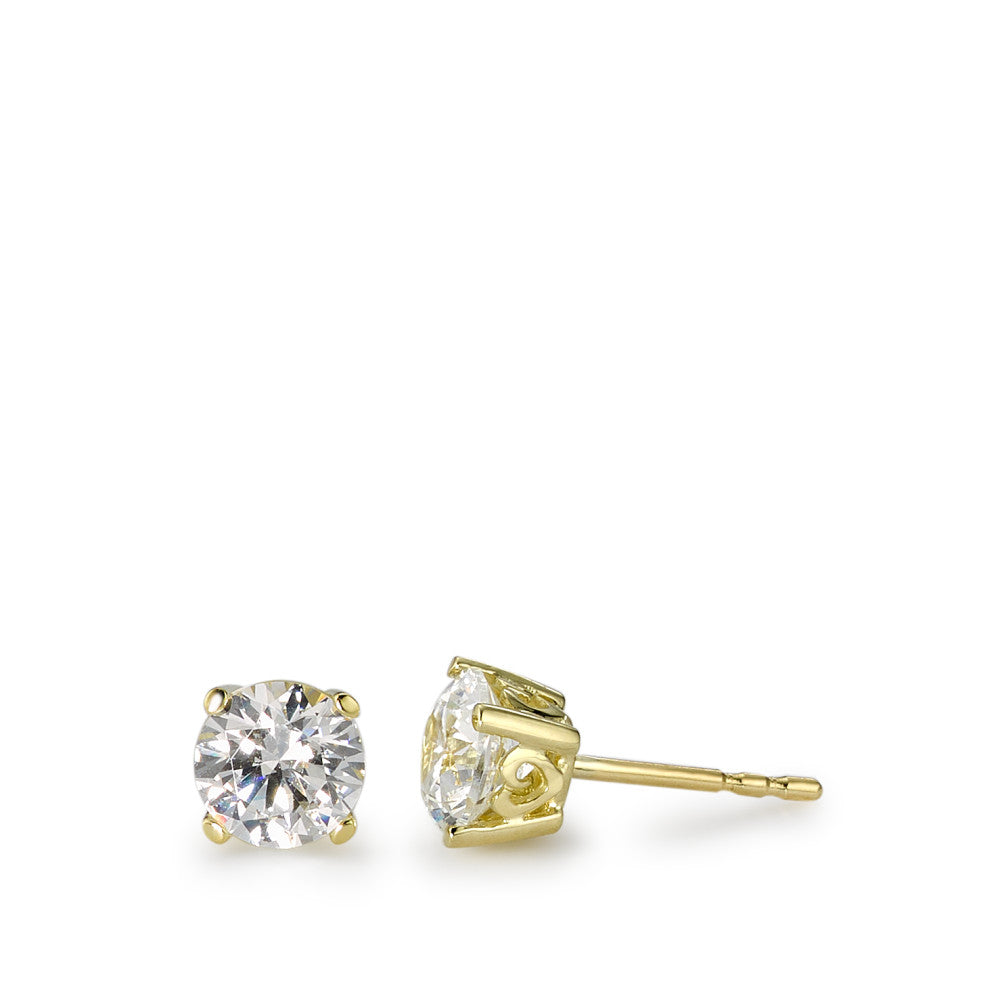 Stud earrings 9k Yellow Gold Zirconia White, 2 Stones Ø5.5 mm