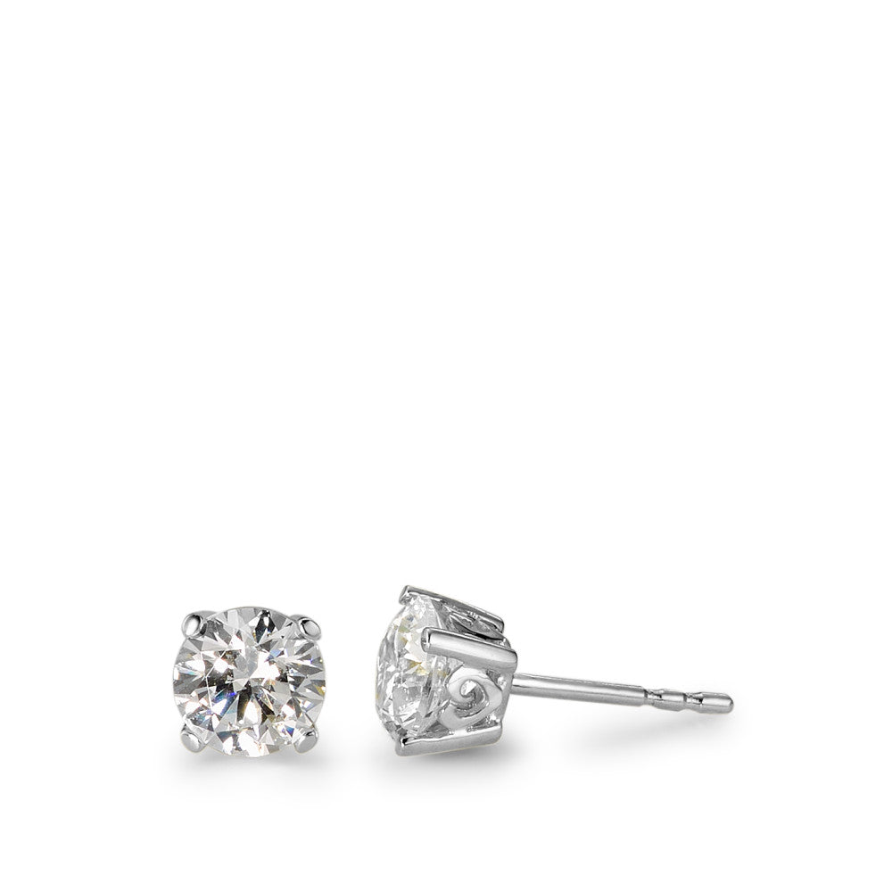 Stud earrings 9k White Gold Zirconia White, 2 Stones Ø6 mm