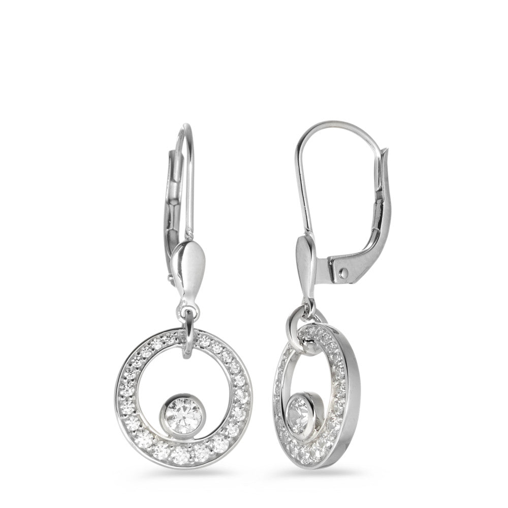 Drop Earrings 9k White Gold Zirconia White, 44 Stones Ø11 mm