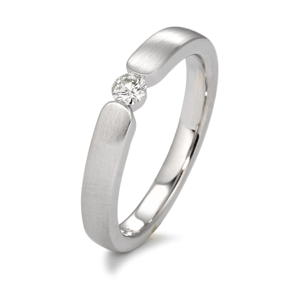 Solitaire ring 18k White Gold Diamond White, 0.10 ct, brilliant, w-si