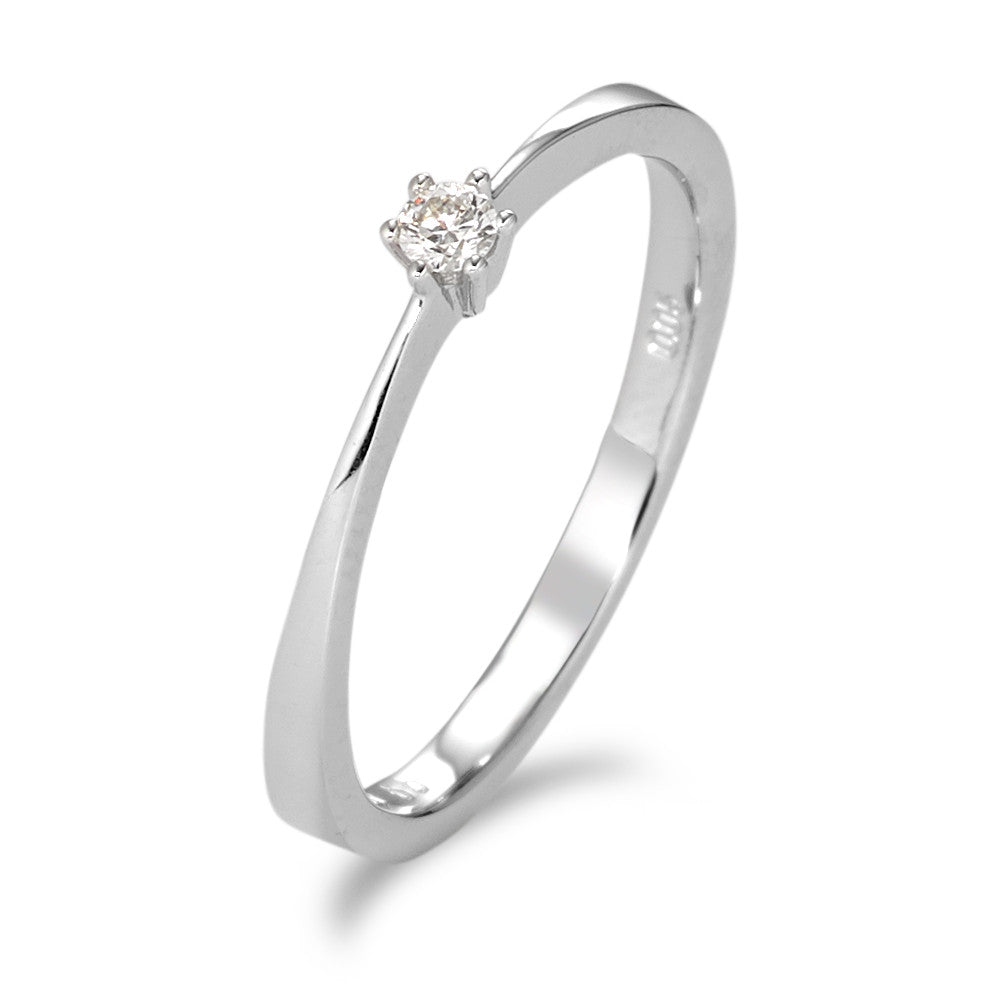 Solitaire ring 18k White Gold Diamond White, 0.05 ct, brilliant, w-si