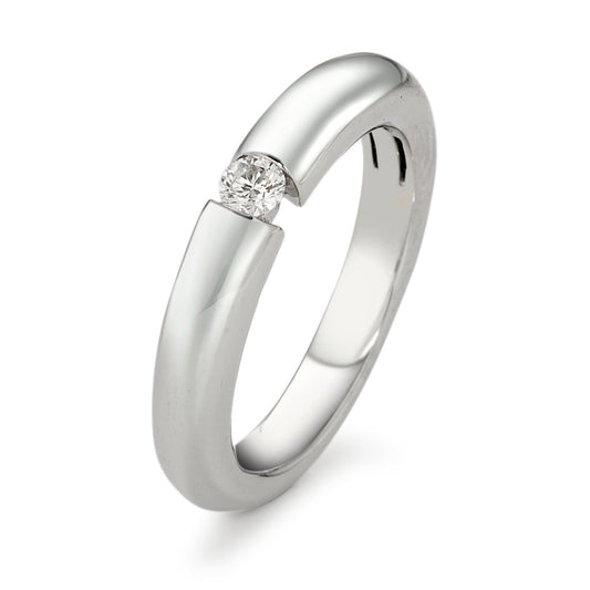 Solitaire ring 18k White Gold Diamond White, 0.10 ct, brilliant, w-si