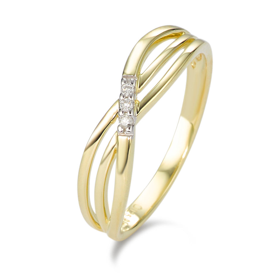 Ring 9k Yellow Gold Diamond White, 0.025 ct, 3 Stones, brilliant, p1