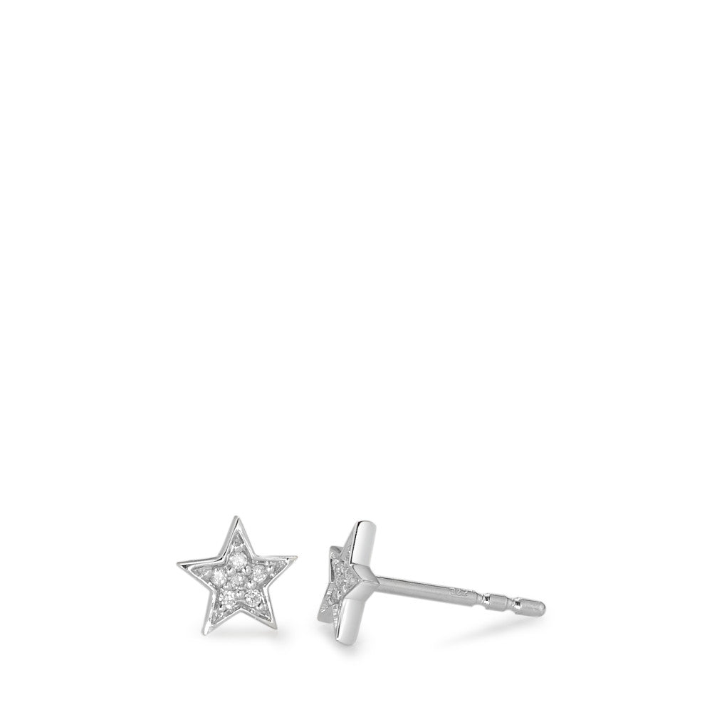 Stud earrings 9k White Gold Diamond White, 0.04 ct, 12 Stones, brilliant, p1 Star Ø6 mm