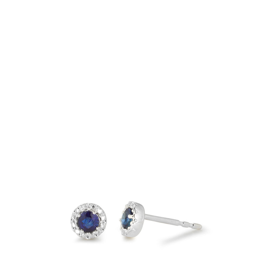 Stud earrings 9k White Gold Sapphire 2 Stones Ø5 mm