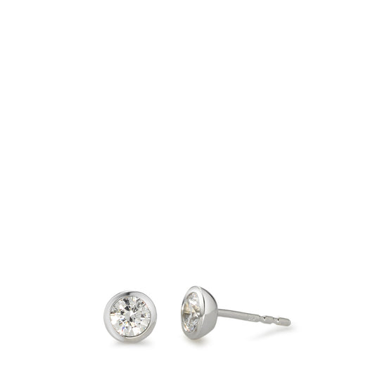 Stud earrings 9k White Gold Zirconia White, 2 Stones Ø5.5 mm