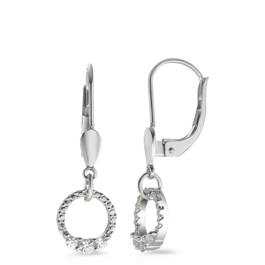 Drop Earrings 9k White Gold Zirconia White, 6 Stones Ø7.8 mm