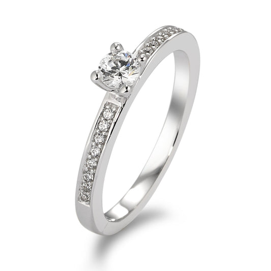 Solitaire ring 9k White Gold Zirconia White, 17 Stones