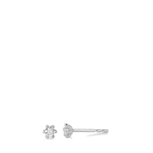 Stud earrings 9k White Gold Zirconia White, 2 Stones Ø3 mm