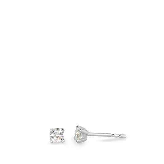 Stud earrings 9k White Gold Zirconia White, 2 Stones Ø3 mm