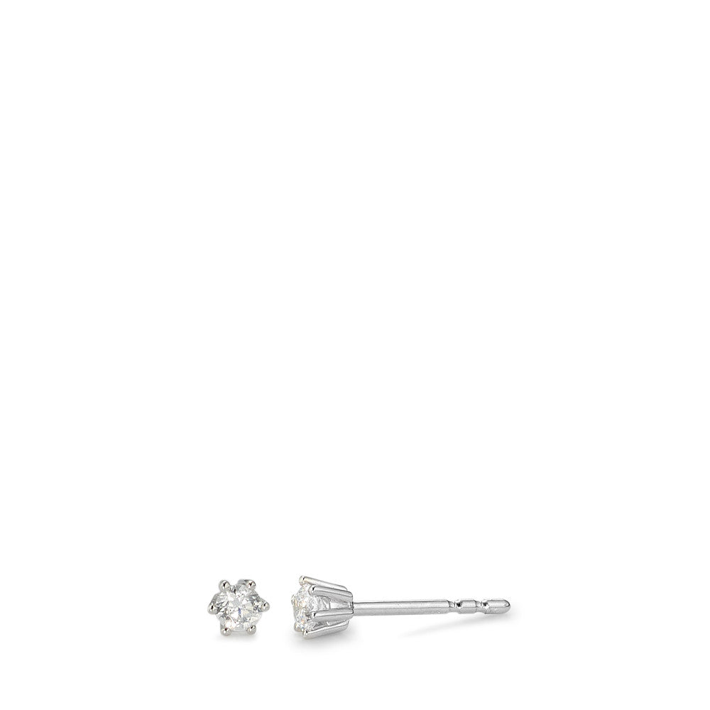 Stud earrings 9k White Gold Zirconia White, 2 Stones Ø2.5 mm