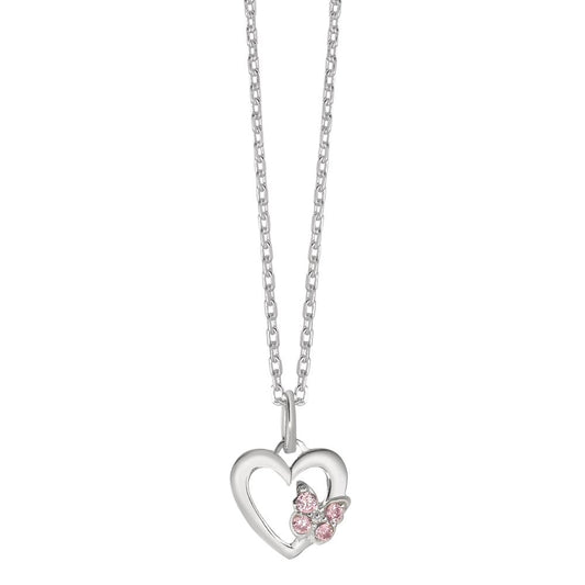 Necklace with pendant Silver Zirconia Rose, 4 Stones Butterfly 36-38 cm