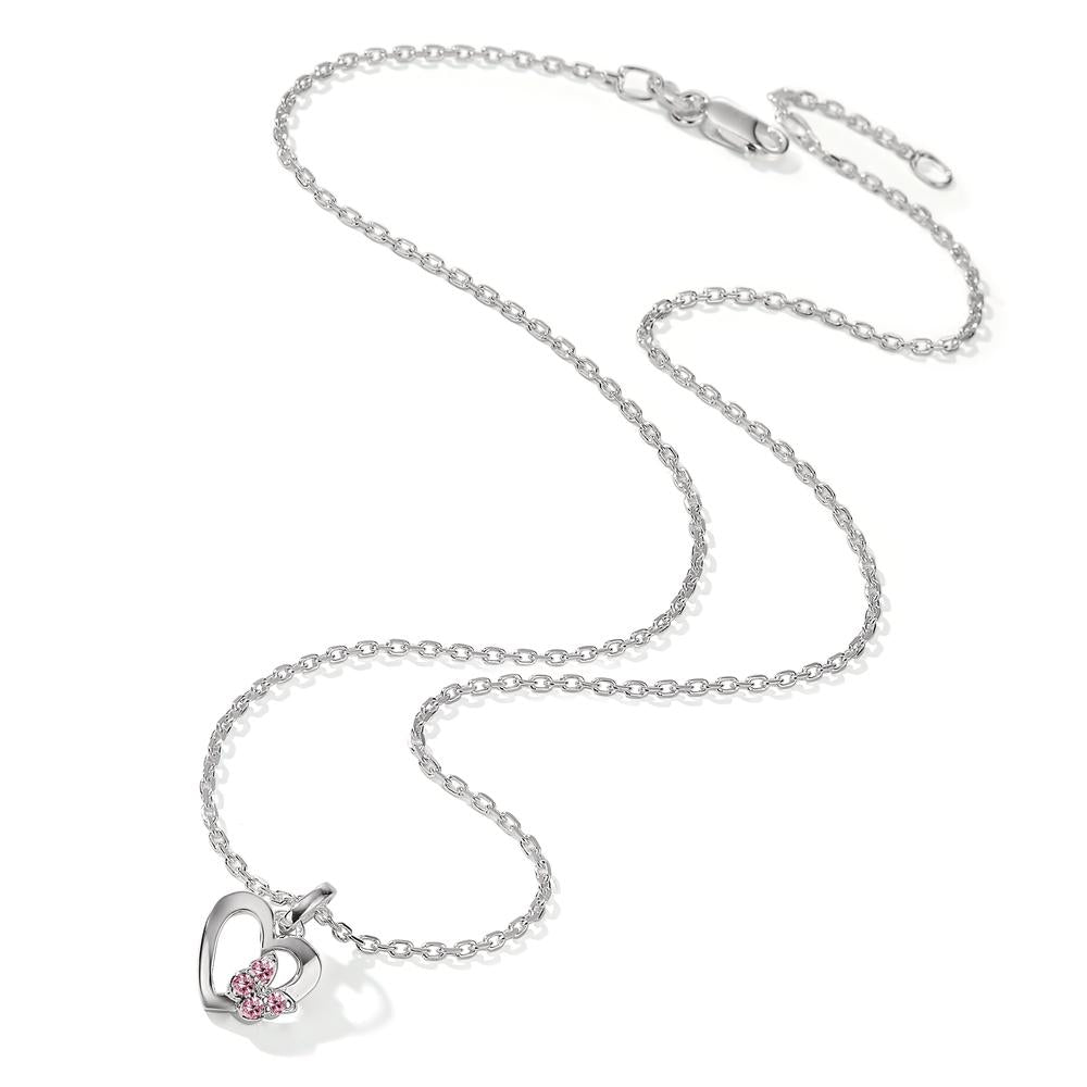 Necklace with pendant Silver Zirconia Rose, 4 Stones Butterfly 36-38 cm