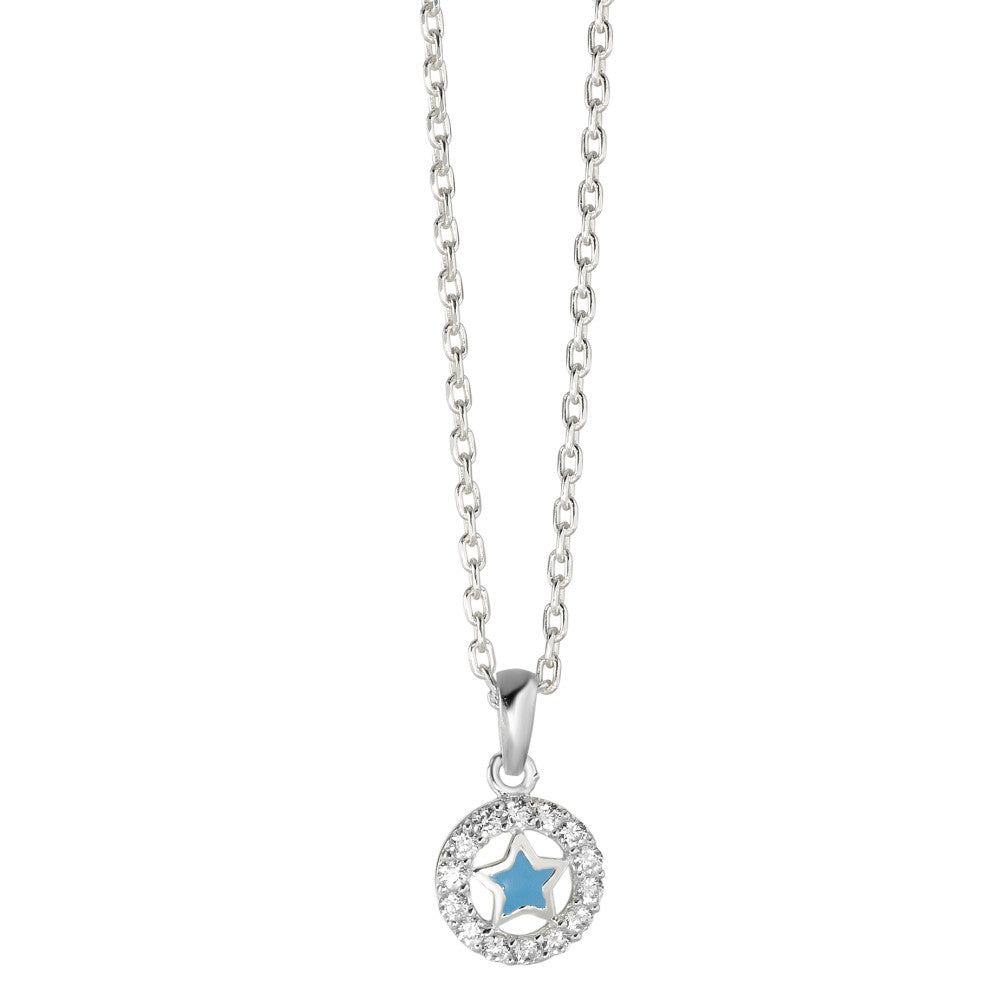 Necklace with pendant Silver Zirconia Lacquered Star 36-38 cm Ø8.5 mm