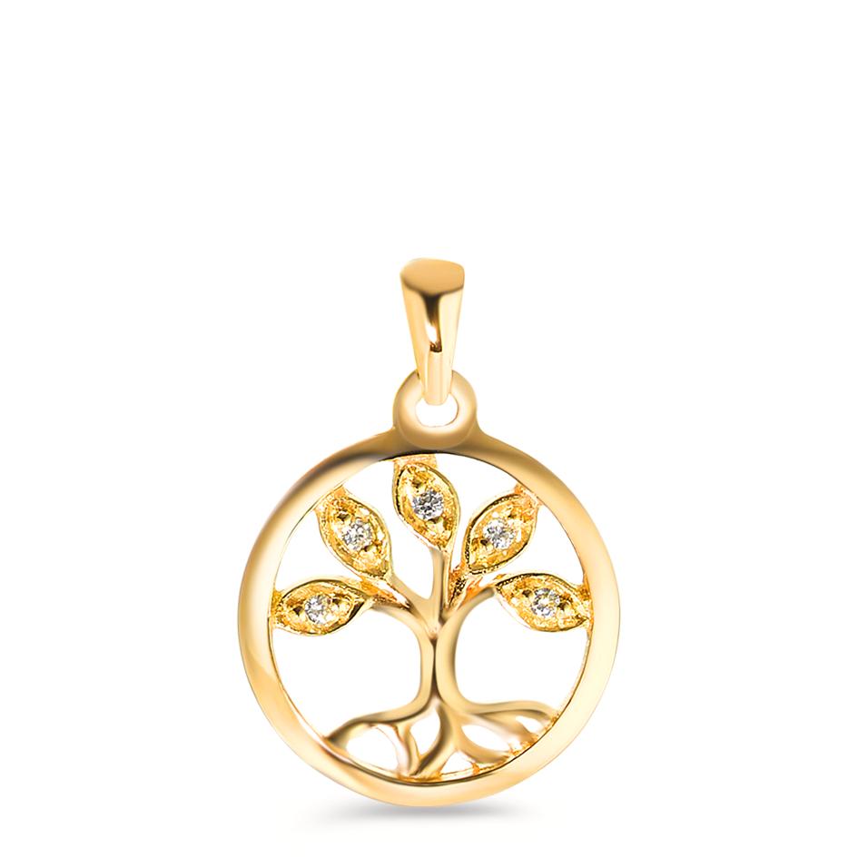 Pendant 18k Yellow Gold Zirconia 5 Stones Tree Of Life Ø12 mm