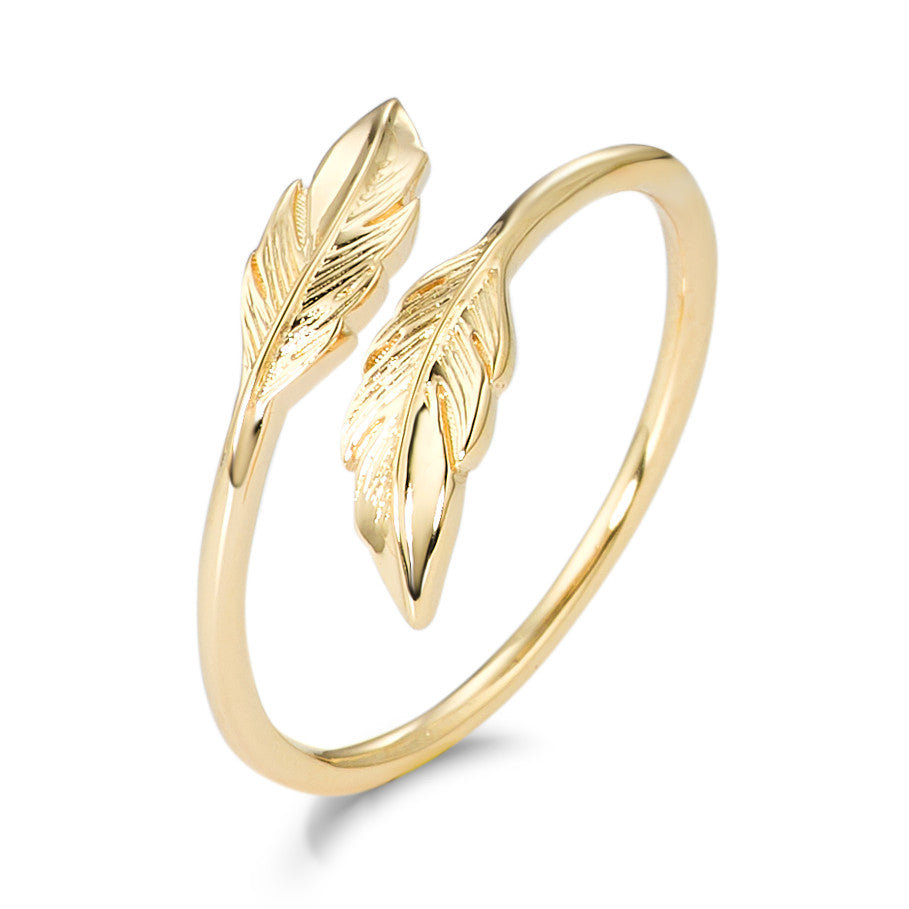 Ring Bronze Yellow Gold plated Feather