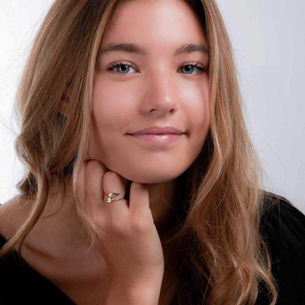 Ring Bronze Yellow Gold plated Feather