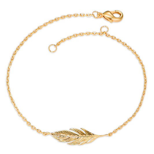 Bracelet Bronze Yellow Gold plated Feather 18 cm