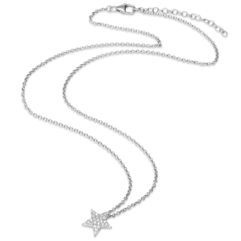 Necklace with pendant Silver Zirconia Rhodium plated Star 41-45 cm