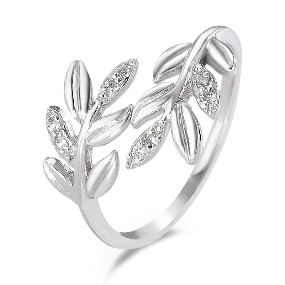 Ring Silver Zirconia 8 Stones Rhodium plated Leaf