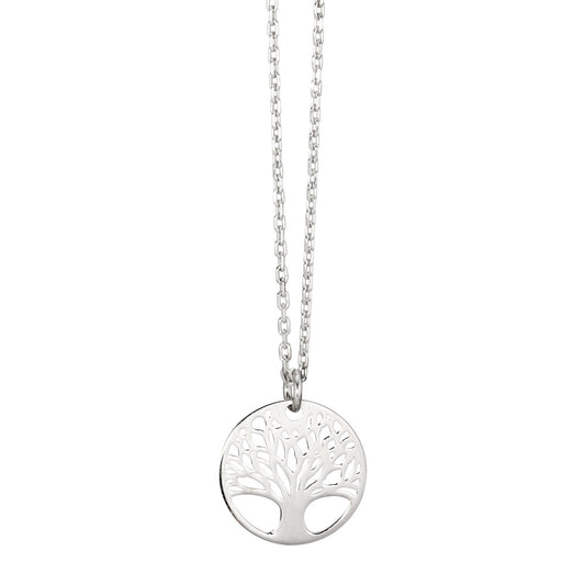 Necklace with pendant Silver Rhodium plated Tree Of Life 40-42 cm Ø15 mm