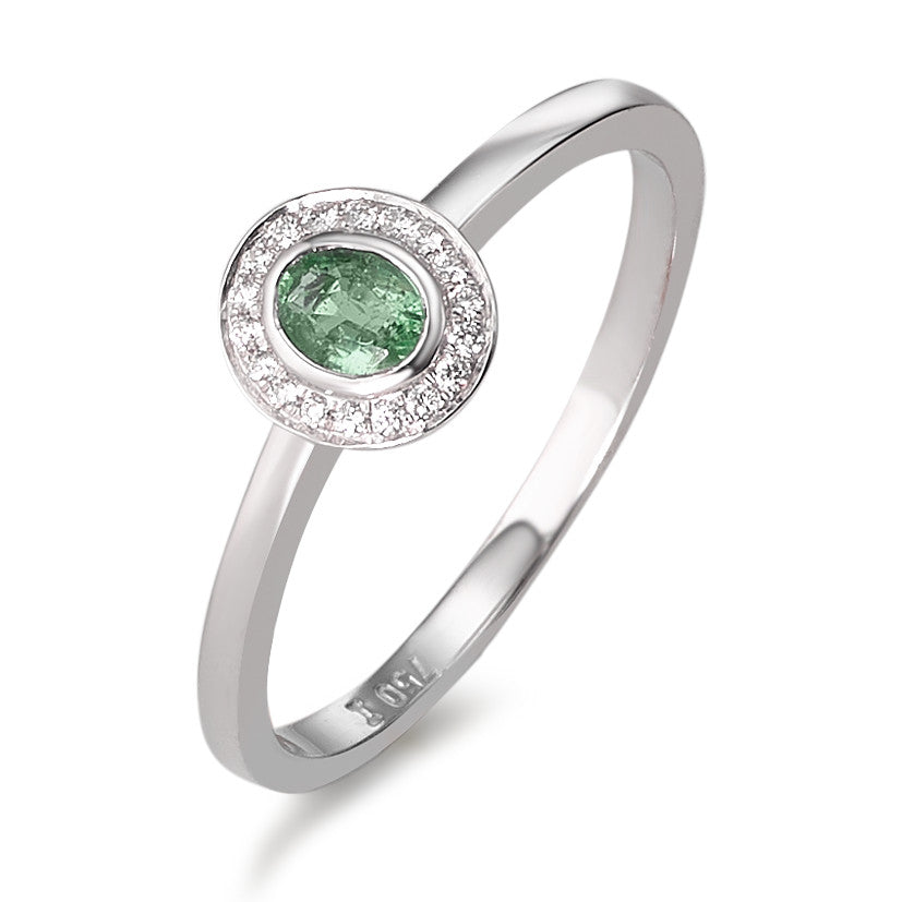 Ring 18k White Gold Diamond 0.04 ct, 17 Stones, w-si, Emerald