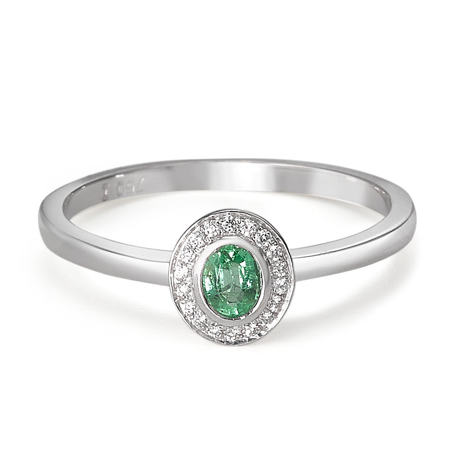 Ring 18k White Gold Diamond 0.04 ct, 17 Stones, w-si, Emerald