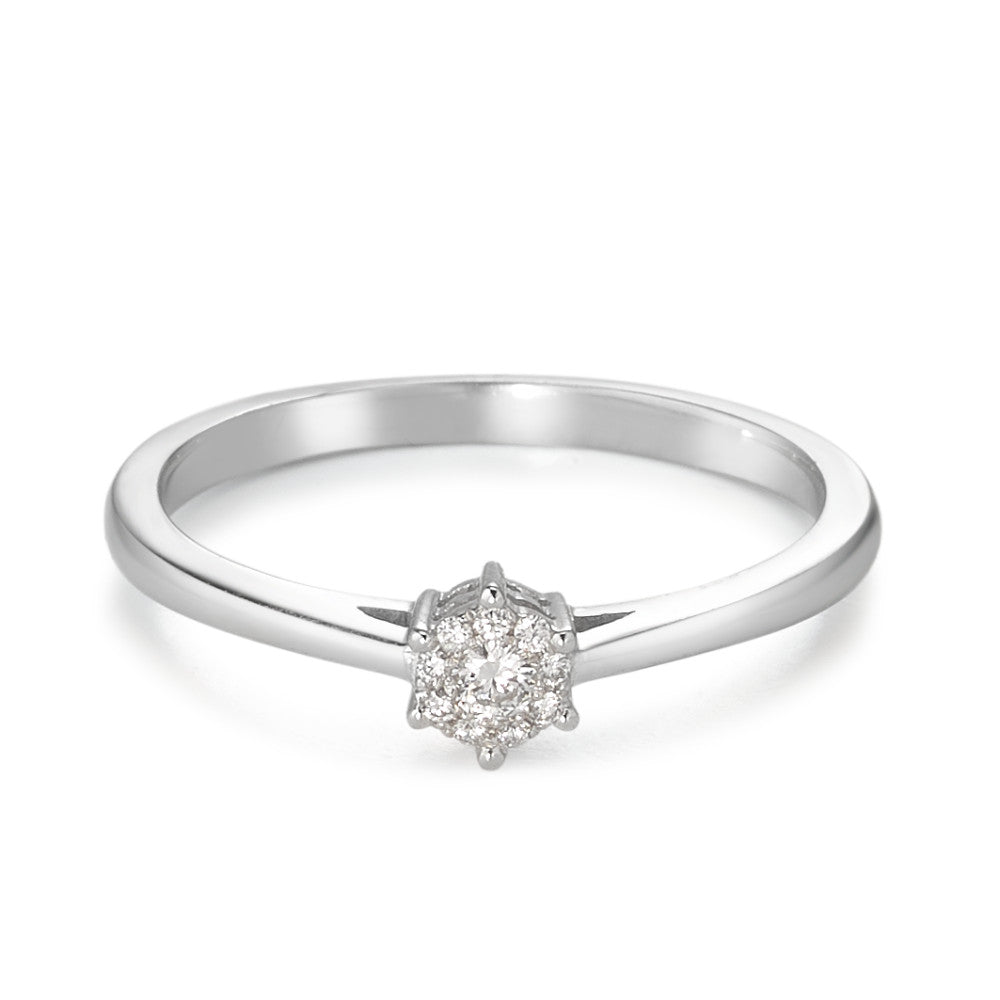 Solitaire ring 18k White Gold Diamond 0.08 ct, 10 Stones, w-si