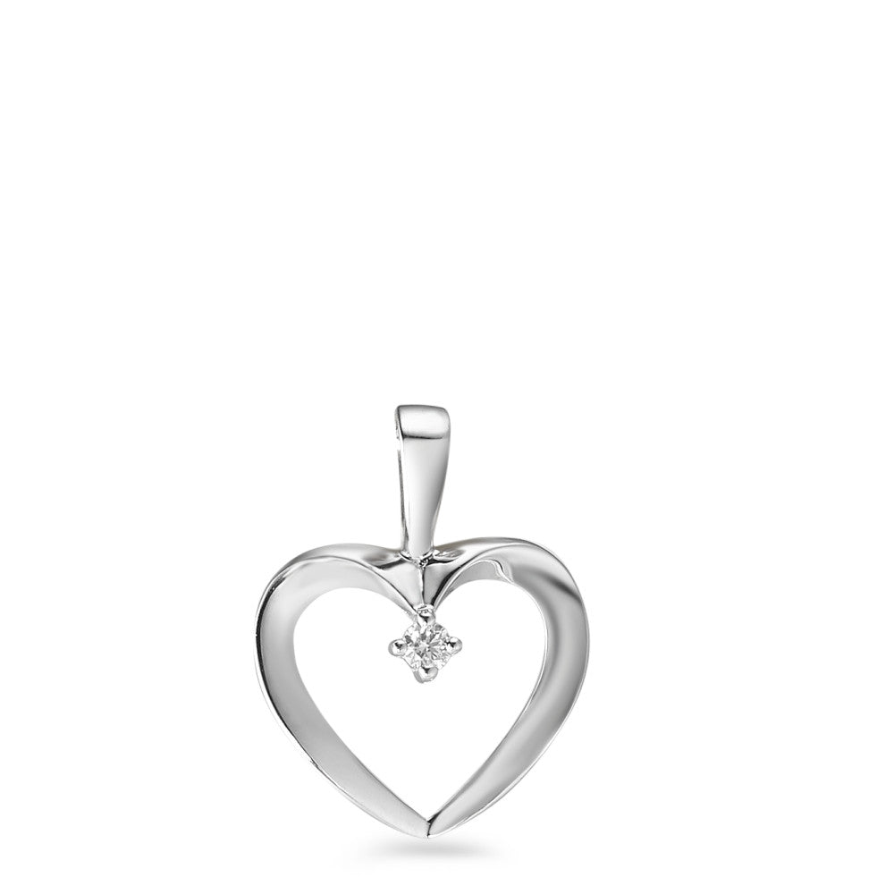 Pendant 18k White Gold Diamond 0.02 ct, w-si Heart Ø12 mm