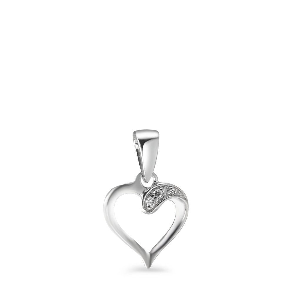 Pendant 18k White Gold Diamond 0.015 ct, 4 Stones, w-si Heart Ø9 mm