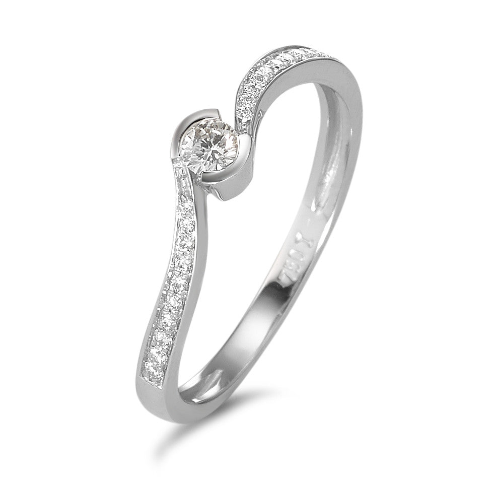 Ring 18k White Gold Diamond 0.16 ct, 21 Stones, w-si