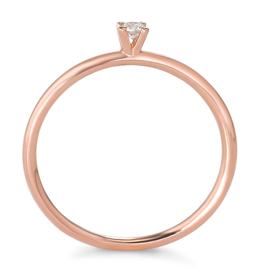 Solitaire ring 18k Red Gold Diamond 0.05 ct, w-si