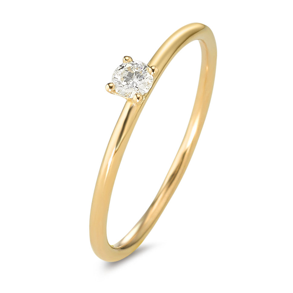 Solitaire ring 18k Yellow Gold Diamond 0.10 ct, w-si