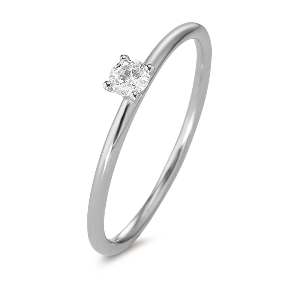 Solitaire ring 18k White Gold Diamond 0.10 ct, w-si