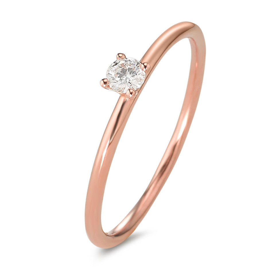 Solitaire ring 18k Red Gold Diamond 0.10 ct, w-si