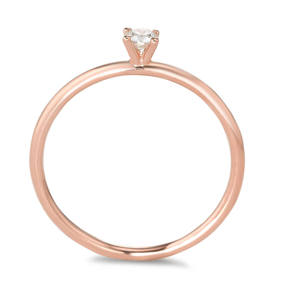 Solitaire ring 18k Red Gold Diamond 0.10 ct, w-si